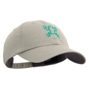 Aztec Frog Symbol Embroidered Low Profile Normal Dyed Cotton Cap - Stone OSFM