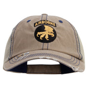 Licensed 17th Airborne Division Embroidered Low Profile Special Cotton Mesh Cap - Khaki OSFM