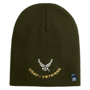 USAF Veteran Embroidered 8" Knit Short Beanie - Olive OSFM