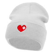 Medical Love Embroidered 12 Inch Long Knitted Beanie