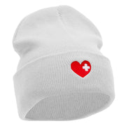 Medical Love Embroidered 12 Inch Long Knitted Beanie