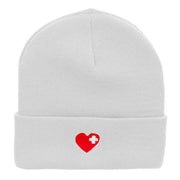 Medical Love Embroidered 12 Inch Long Knitted Beanie