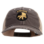 Licensed 17th Airborne Division Embroidered Low Profile Special Cotton Mesh Cap - Brown-Khaki OSFM