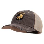 Licensed 17th Airborne Division Embroidered Low Profile Special Cotton Mesh Cap - Brown-Khaki OSFM
