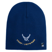 USAF Veteran Embroidered 8" Knit Short Beanie - Royal OSFM