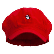 Flower Ghost Embroidered Cotton Elastic Newsboy Cap - Red OSFM