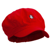 Flower Ghost Embroidered Cotton Elastic Newsboy Cap - Red OSFM