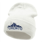 Toronto Skyline Embroidered 12 Inch Long Knitted Beanie