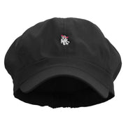 Flower Ghost Embroidered Cotton Elastic Newsboy Cap - Black OSFM