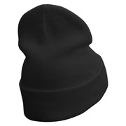 Lion Fish Embroidered 12 Inch Long Knitted Beanie - Black OSFM