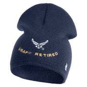 USAF Retired Embroidered 8" Knit Short Beanie - Navy OSFM