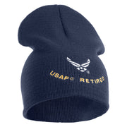 USAF Retired Embroidered 8" Knit Short Beanie - Navy OSFM