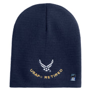 USAF Retired Embroidered 8" Knit Short Beanie - Navy OSFM