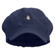 Flower Ghost Embroidered Cotton Elastic Newsboy Cap - Navy OSFM