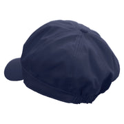 Flower Ghost Embroidered Cotton Elastic Newsboy Cap - Navy OSFM