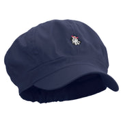 Flower Ghost Embroidered Cotton Elastic Newsboy Cap - Navy OSFM