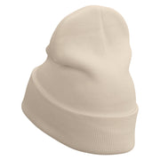 Lion Fish Embroidered 12 Inch Long Knitted Beanie - Birch OSFM