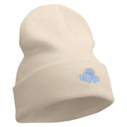 Lion Fish Embroidered 12 Inch Long Knitted Beanie - Birch OSFM