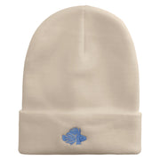 Lion Fish Embroidered 12 Inch Long Knitted Beanie - Birch OSFM
