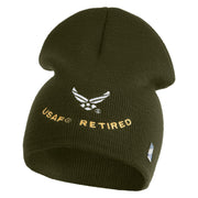 USAF Retired Embroidered 8" Knit Short Beanie - Olive OSFM