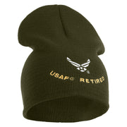 USAF Retired Embroidered 8" Knit Short Beanie - Olive OSFM