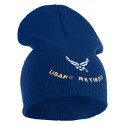USAF Retired Embroidered 8" Knit Short Beanie - Royal OSFM
