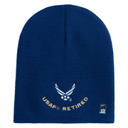 USAF Retired Embroidered 8" Knit Short Beanie - Royal OSFM