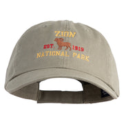 Zion National Park Embroidered Cotton Twill Cap - Khaki OSFM