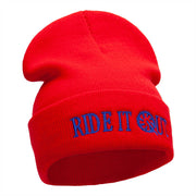 Ride It Out Embroidered 12 Inch Long Knitted Beanie