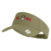 USMC Design Mark Embroidered Cotton Twill Sun Visor - Khaki OSFM