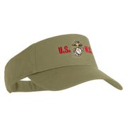 USMC Design Mark Embroidered Cotton Twill Sun Visor - Khaki OSFM