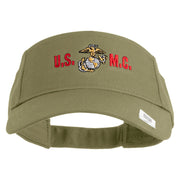 USMC Design Mark Embroidered Cotton Twill Sun Visor - Khaki OSFM