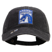 Licensed 18th Airborne Corps Embroidered Washed Solid Pigment Dyed Cotton Twill Brass Buckle Cap - Black OSFM