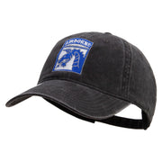 Licensed 18th Airborne Corps Embroidered Washed Solid Pigment Dyed Cotton Twill Brass Buckle Cap - Black OSFM