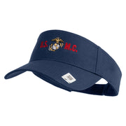 USMC Design Mark Embroidered Cotton Twill Sun Visor - Navy OSFM