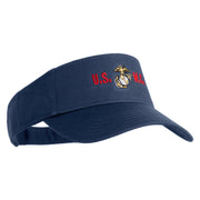 USMC Design Mark Embroidered Cotton Twill Sun Visor - Navy OSFM
