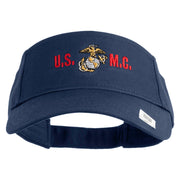 USMC Design Mark Embroidered Cotton Twill Sun Visor - Navy OSFM
