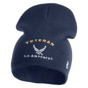 Veteran US Air Force Embroidered 8" Knit Short Beanie - Navy OSFM