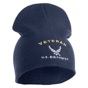 Veteran US Air Force Embroidered 8" Knit Short Beanie - Navy OSFM