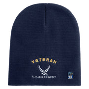 Veteran US Air Force Embroidered 8" Knit Short Beanie - Navy OSFM