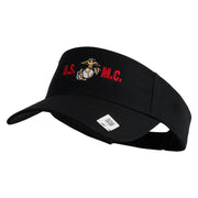 USMC Design Mark Embroidered Cotton Twill Sun Visor - Black OSFM
