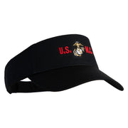 USMC Design Mark Embroidered Cotton Twill Sun Visor - Black OSFM