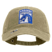 Licensed 18th Airborne Corps Embroidered Washed Solid Pigment Dyed Cotton Twill Brass Buckle Cap - Khaki OSFM