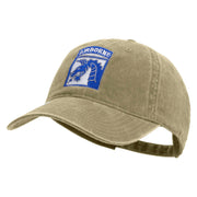 Licensed 18th Airborne Corps Embroidered Washed Solid Pigment Dyed Cotton Twill Brass Buckle Cap - Khaki OSFM