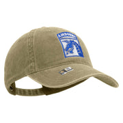 Licensed 18th Airborne Corps Embroidered Washed Solid Pigment Dyed Cotton Twill Brass Buckle Cap - Khaki OSFM