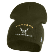 Veteran US Air Force Embroidered 8" Knit Short Beanie - Olive OSFM