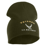 Veteran US Air Force Embroidered 8" Knit Short Beanie - Olive OSFM