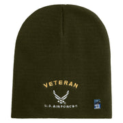Veteran US Air Force Embroidered 8" Knit Short Beanie - Olive OSFM