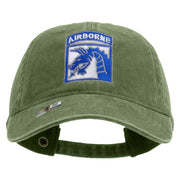 Licensed 18th Airborne Corps Embroidered Washed Solid Pigment Dyed Cotton Twill Brass Buckle Cap - Olive OSFM