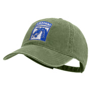 Licensed 18th Airborne Corps Embroidered Washed Solid Pigment Dyed Cotton Twill Brass Buckle Cap - Olive OSFM